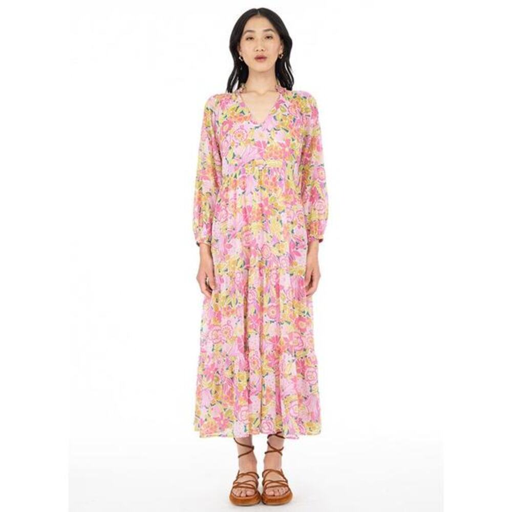 Banjanan Floral Estelle Bloom Bloomsbury Long Sleeve Maxi Dress Size XL‎